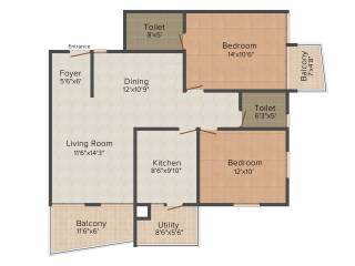 Landmark Green County (2BHK+2T (1,255 sq ft) 1255 sq ft)