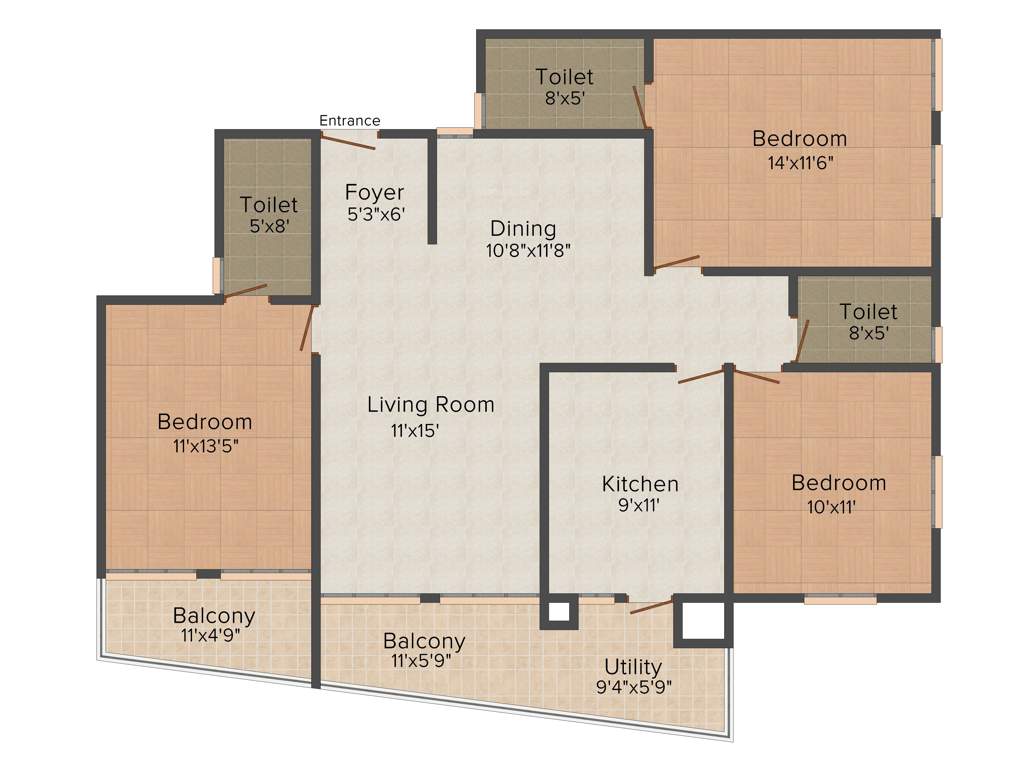 Landmark Green County (3BHK+3T (1,545 sq ft) 1545 sq ft)