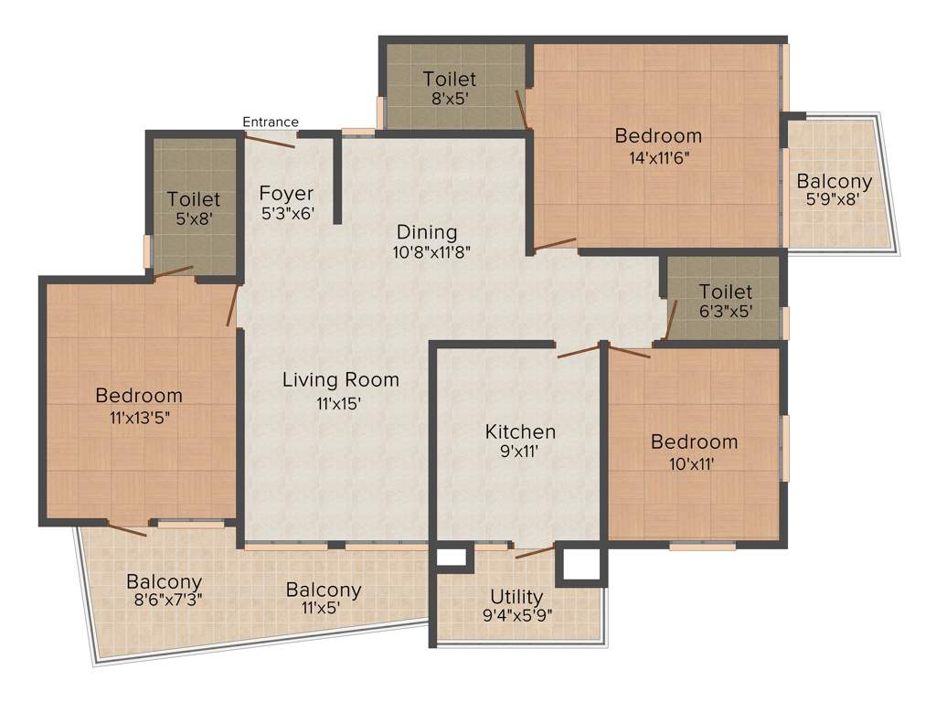 Landmark Green County (3BHK+3T (1,605 sq ft) 1605 sq ft)