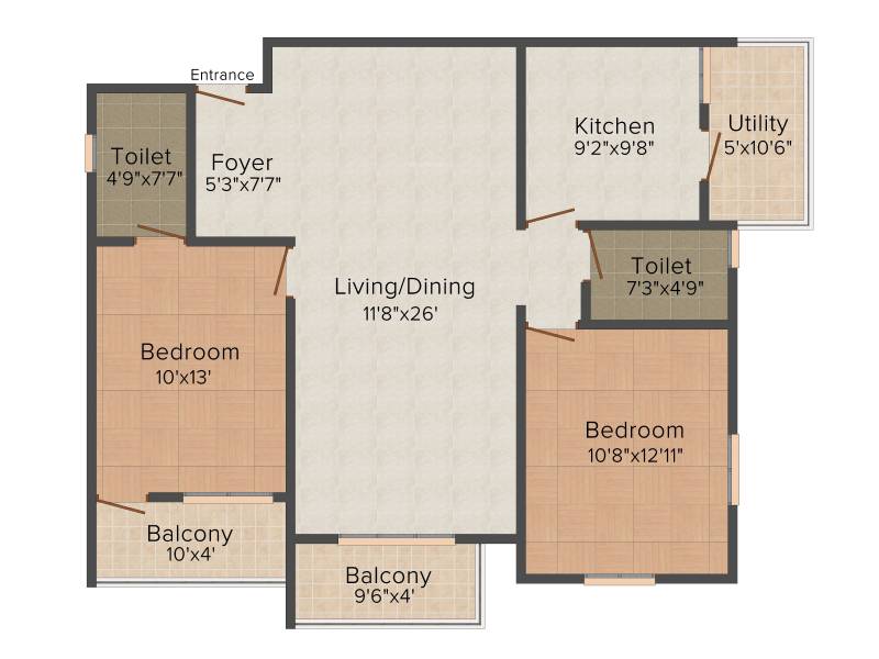 Landmark Oxygen (2BHK+2T (1,150 sq ft) 1150 sq ft)