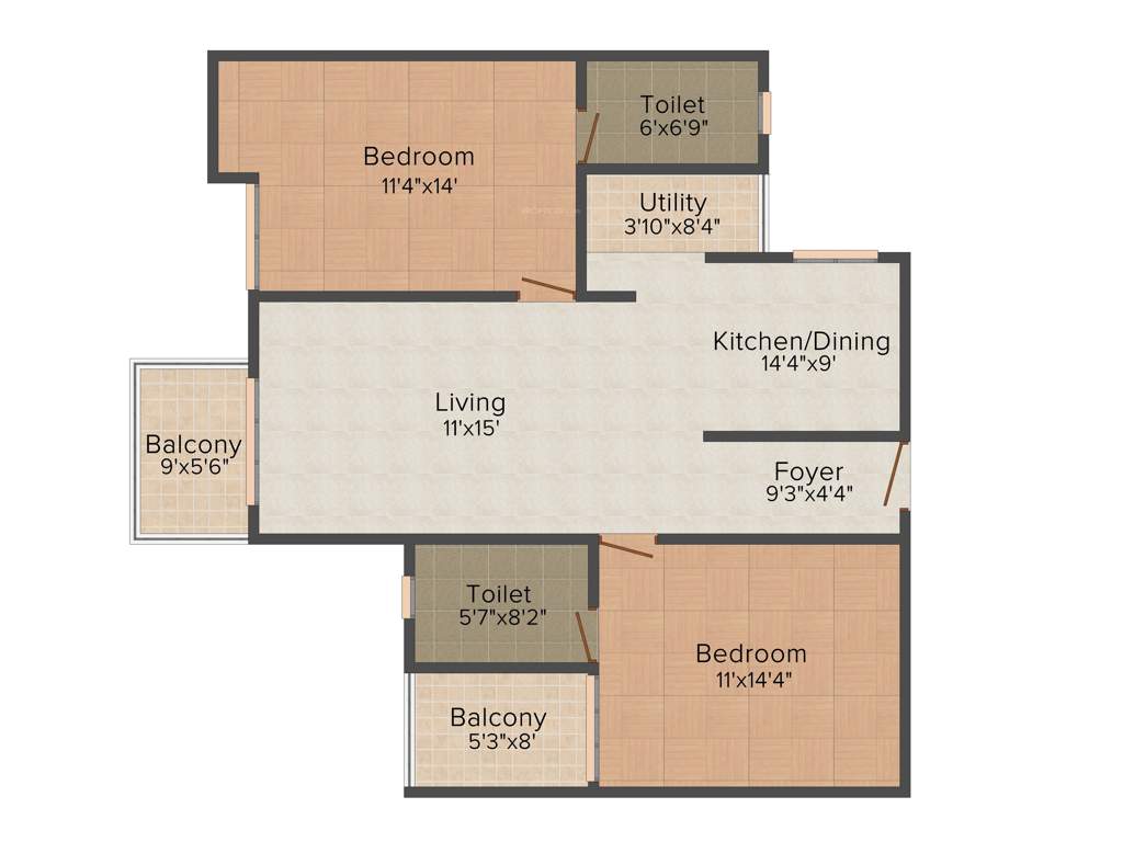 Unicon Foland (2BHK+2T (1,270 sq ft) 1270 sq ft)