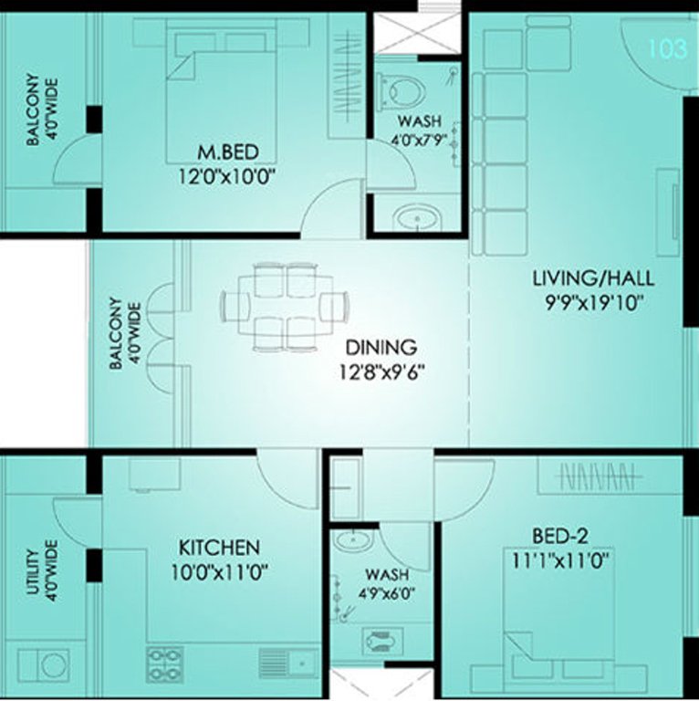 AK Builders And Developers Mangalore Ivy Apartment (2BHK+2T (1,225 sq ft) 1225 sq ft)