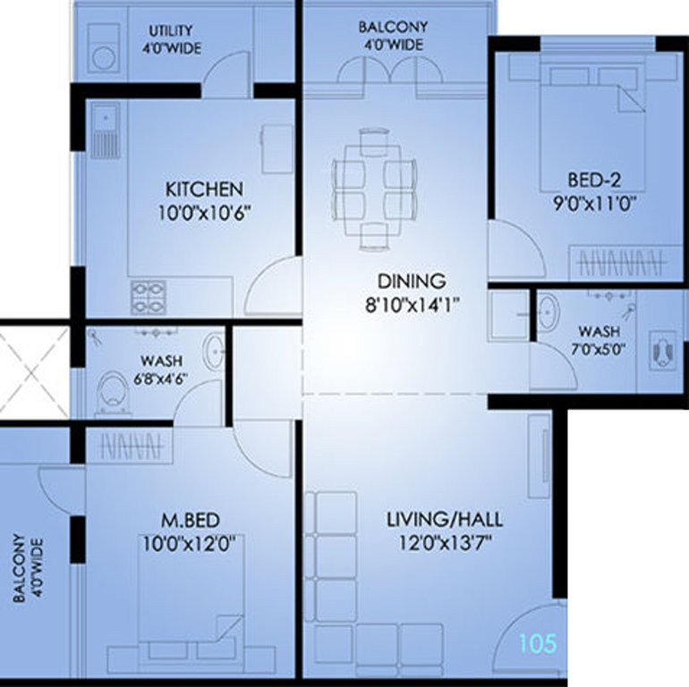 AK Builders And Developers Mangalore Ivy Apartment (2BHK+2T (1,185 sq ft) 1185 sq ft)