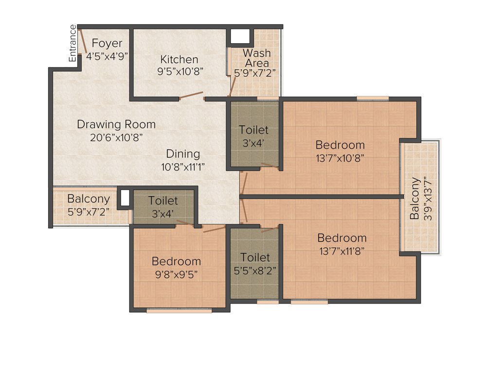 Kalyan Nexus (3BHK+3T (1,491 sq ft) 1491 sq ft)
