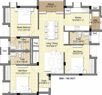 Krishna Harmony (3BHK+3T (1,355 sq ft) 1355 sq ft) Krishna Harmony (3BHK+3T (1,355 sq ft) 1355 sq ft)