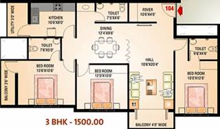 Horizon Properties Oriole Horizon (3BHK+3T (1,500 sq ft) 1500 sq ft)