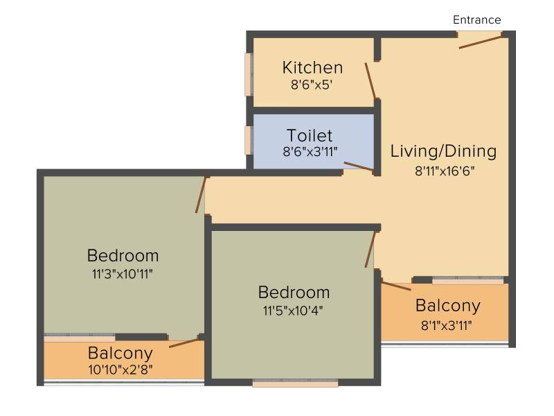 Cancun Iris (2BHK+2T (775 sq ft) 775 sq ft)