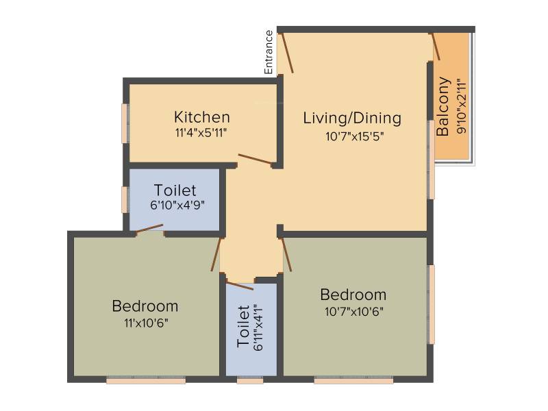 Cancun Iris (2BHK+2T (856 sq ft) 856 sq ft)