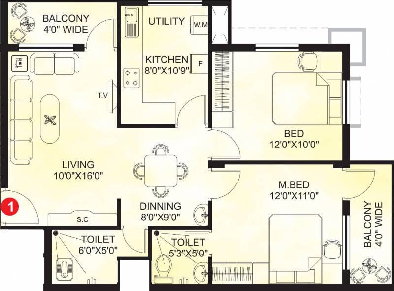 Pride Maple Pride (2BHK+2T (925 sq ft) 925 sq ft)