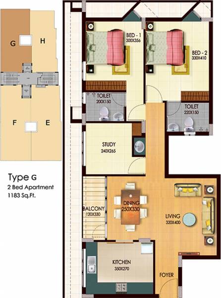 Arcon Enclave (2BHK+2T (1,183 sq ft) + Study Room 1183 sq ft) Arcon Enclave (2BHK+2T (1,183 sq ft) + Study Room 1183 sq ft)