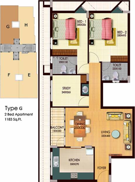 Arcon Enclave (2BHK+2T (1,183 sq ft) + Study Room 1183 sq ft)