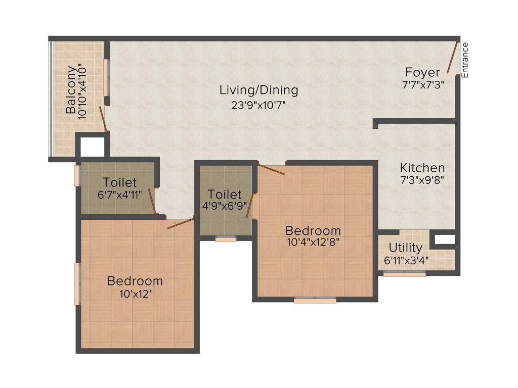 Ozone Urbana Aqua (2BHK+2T (1,078 sq ft) 1078 sq ft)