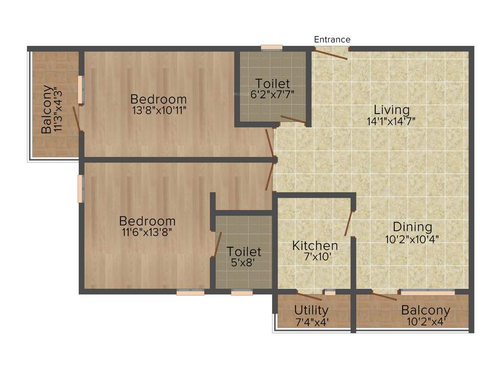 Intact Avenue (2BHK+2T (1,262 sq ft) 1262 sq ft)