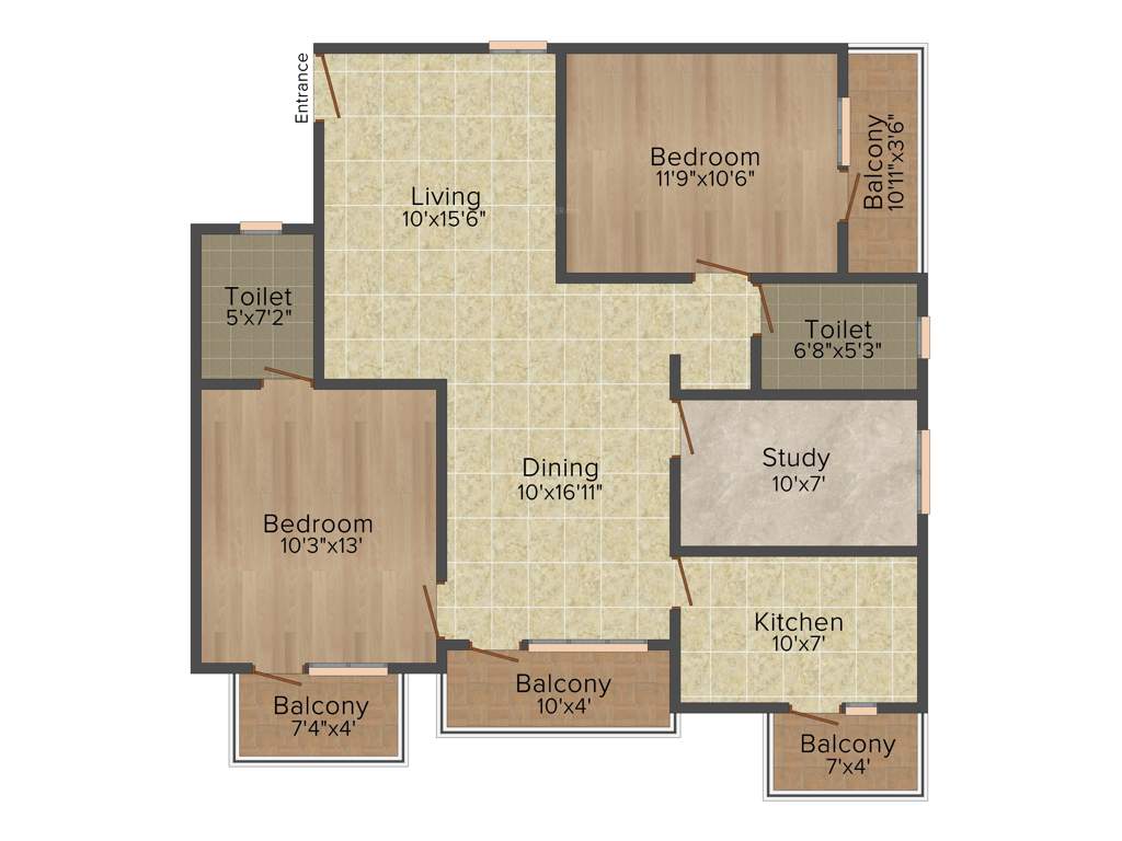 Intact Avenue (2BHK+2T (1,256 sq ft) + Study Room 1256 sq ft)