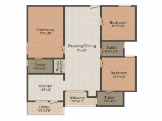 Nithya Gardens (3BHK+3T (1,295 sq ft) + Pooja Room 1295 sq ft) Nithya Gardens (3BHK+3T (1,295 sq ft) + Pooja Room 1295 sq ft)