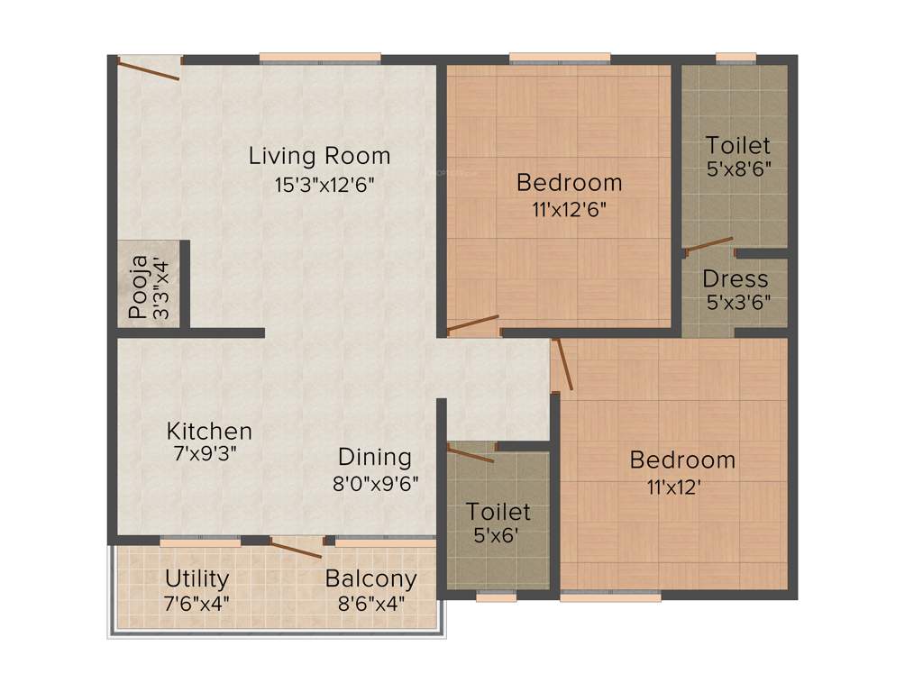 Dhathri Residency (2BHK+2T (1,055 sq ft) 1055 sq ft)