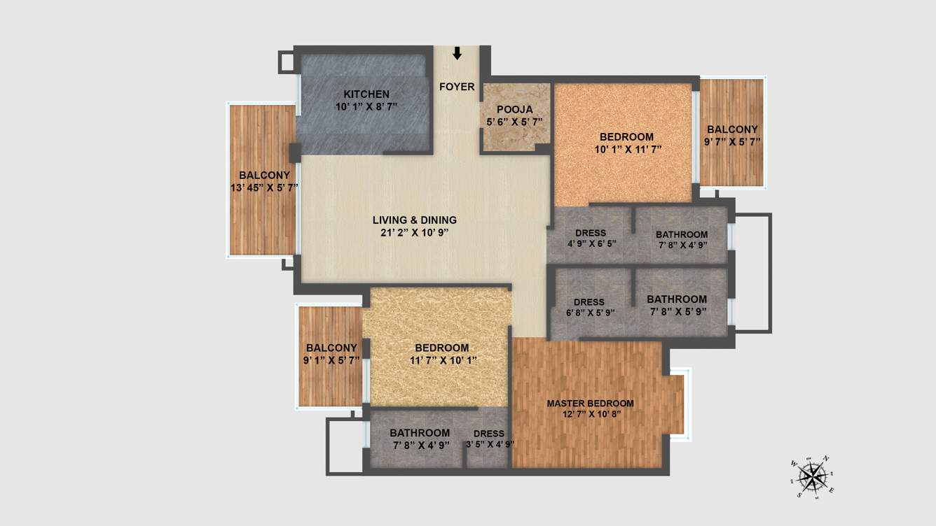 ILD Grand (3BHK+3T (1,790 sq ft) 1790 sq ft)