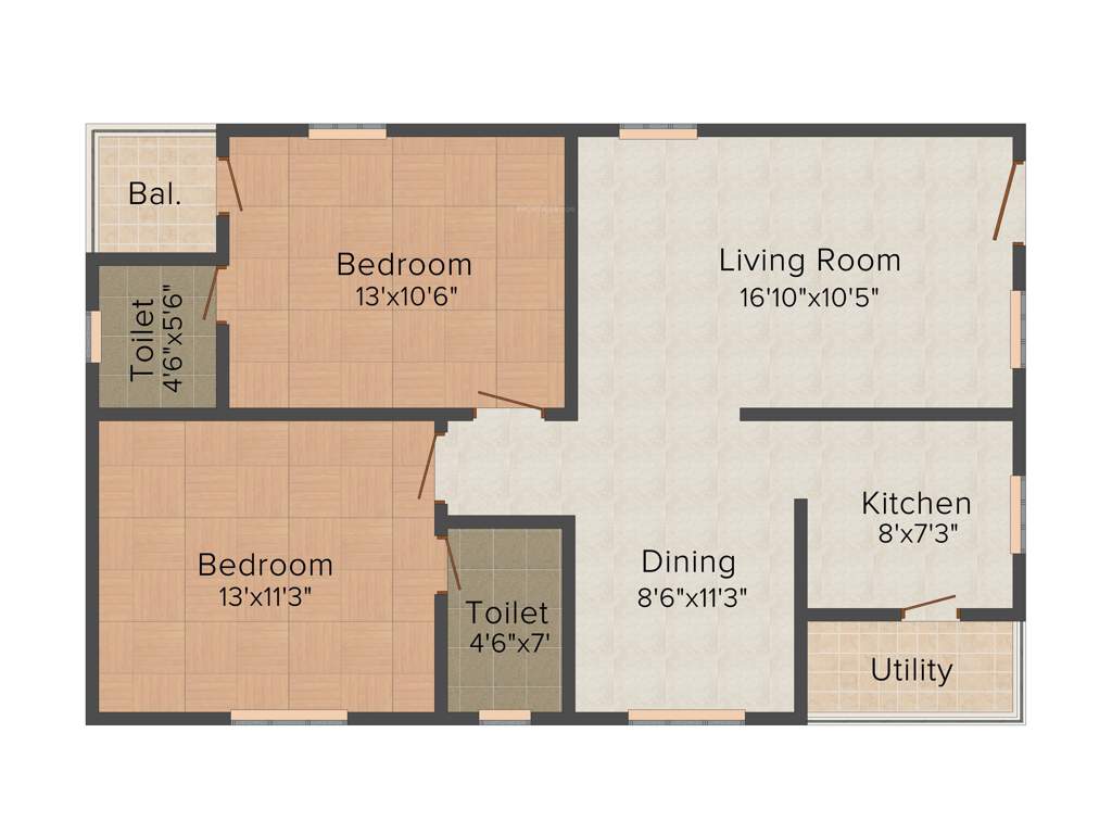 Caesars Sion 2BHK+2T (1,000 sq ft)