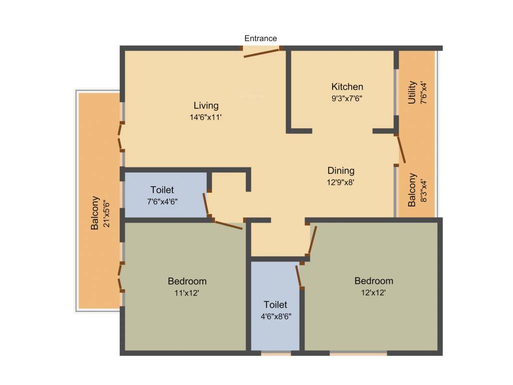 Janani Moonscape (2BHK+2T (1,213 sq ft) 1213 sq ft)