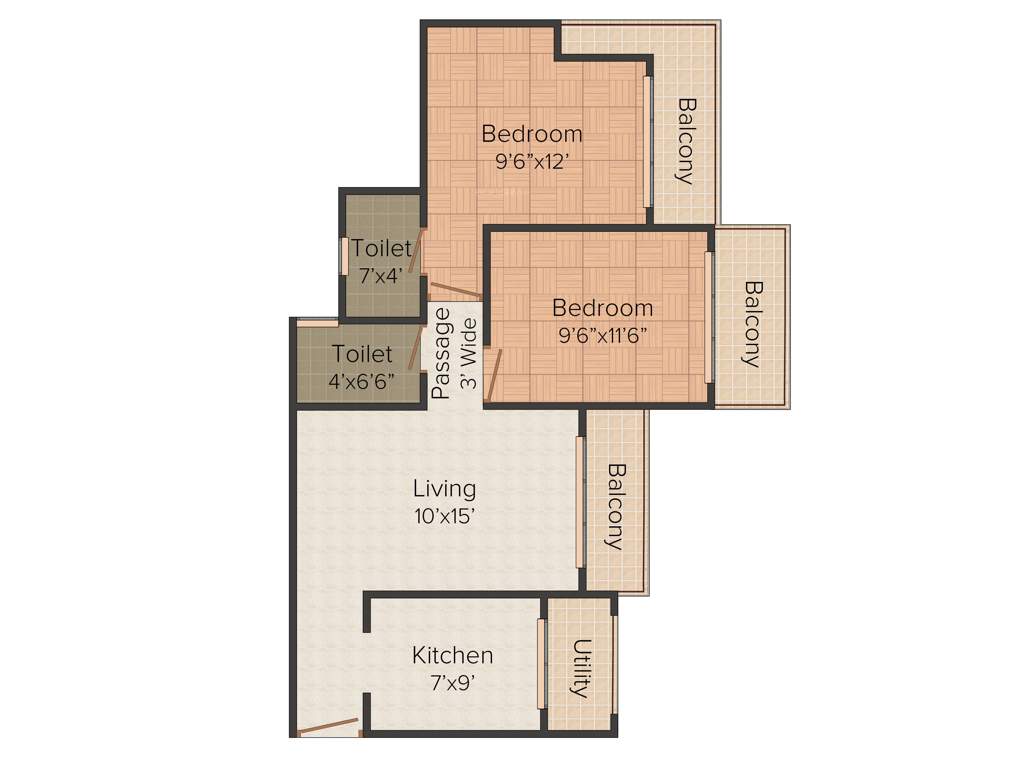 PNK Winstone (2BHK+2T (965 sq ft) 965 sq ft)