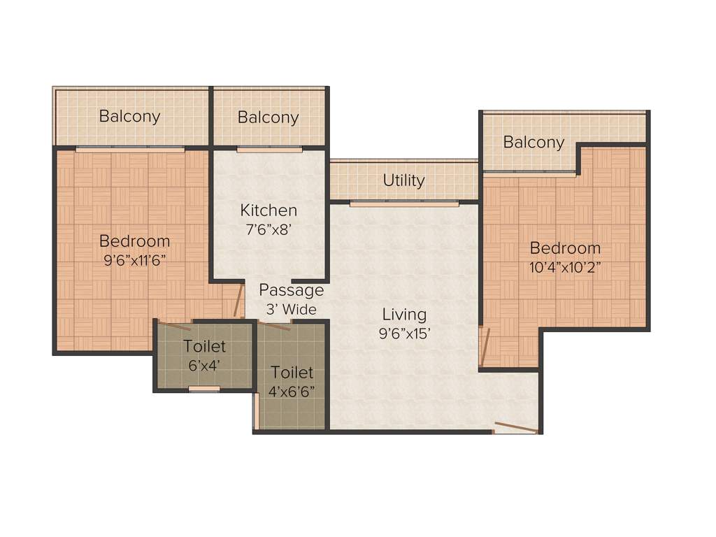 PNK Winstone (2BHK+2T (1,010 sq ft) 1010 sq ft)