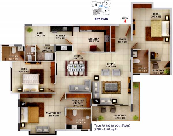 SFS Pearl (3BHK+4T (2,182 sq ft) + Servant Room 2182 sq ft)