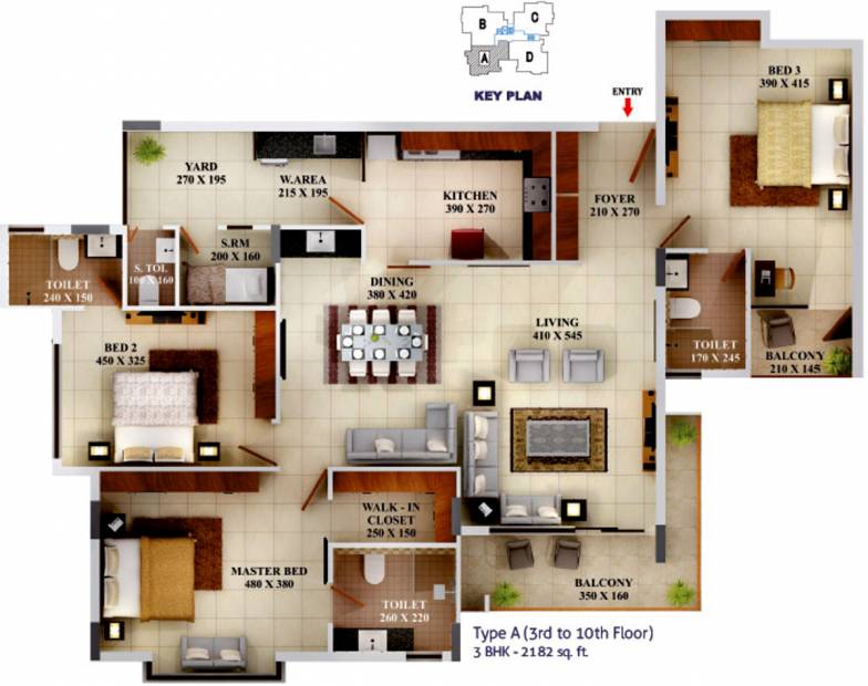 SFS Pearl (3BHK+4T (2,182 sq ft) + Servant Room 2182 sq ft)