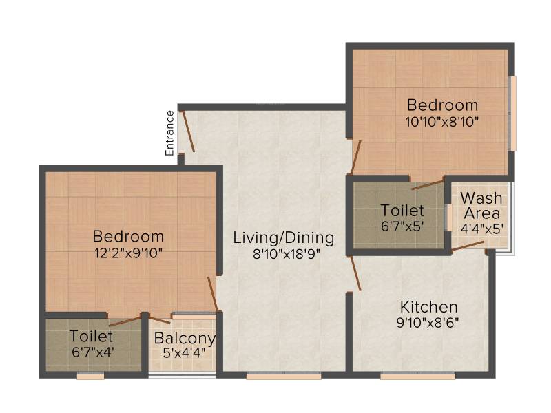 Alba Crest Apartments (2BHK+2T (882 sq ft) 882 sq ft)