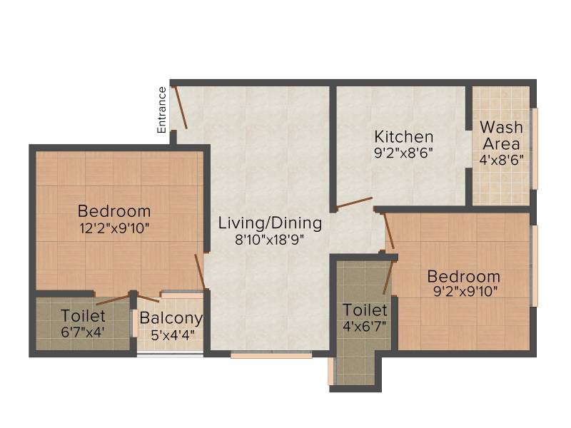 Alba Crest Apartments (2BHK+2T (905 sq ft) 905 sq ft)