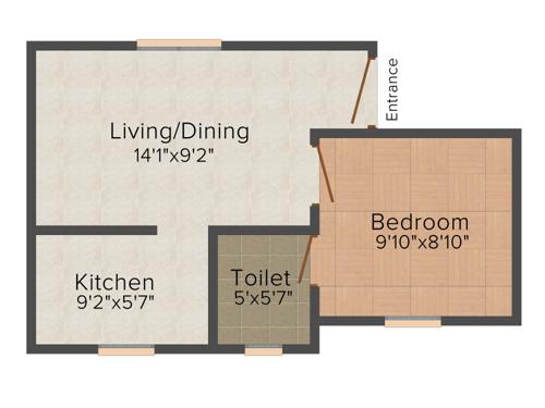 Alba Iris Sahari Apartment (1BHK+1T (466 sq ft) 466 sq ft)