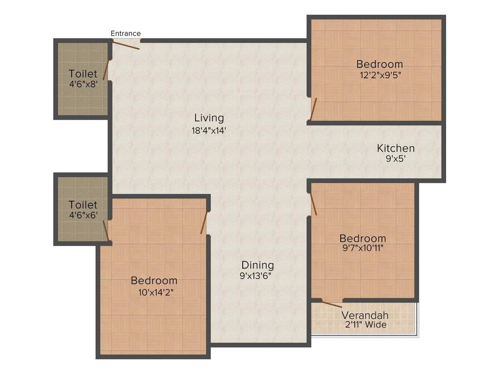 Cancun Sun Plaza 2 (3BHK+2T (1,293 sq ft) 1293 sq ft)