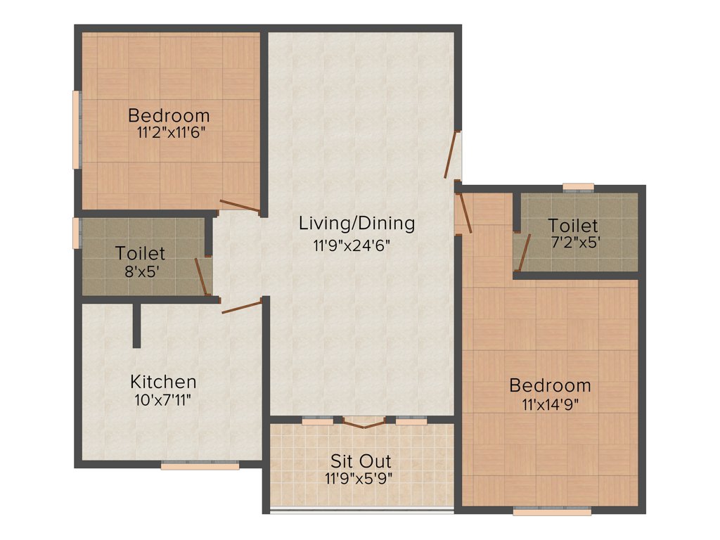 Saffron Beehive (2BHK+2T (1,210 sq ft) 1210 sq ft)