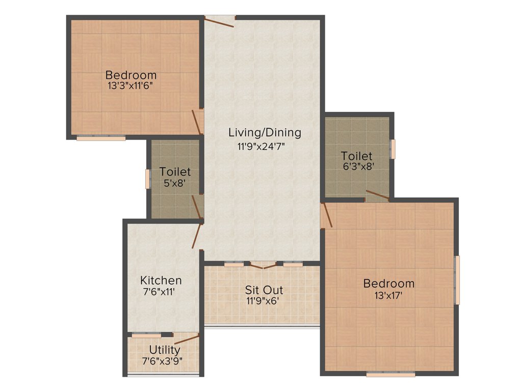 Saffron Beehive (2BHK+2T (1,300 sq ft) 1300 sq ft)