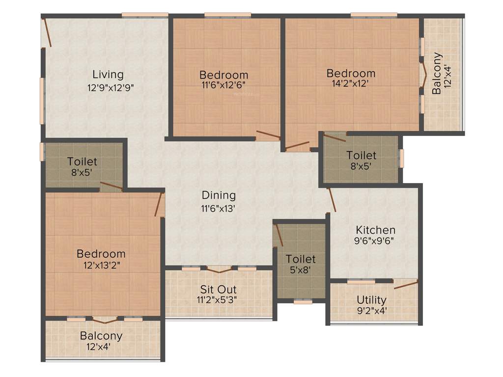 Saffron Beehive (3BHK+3T (1,752 sq ft) 1752 sq ft)