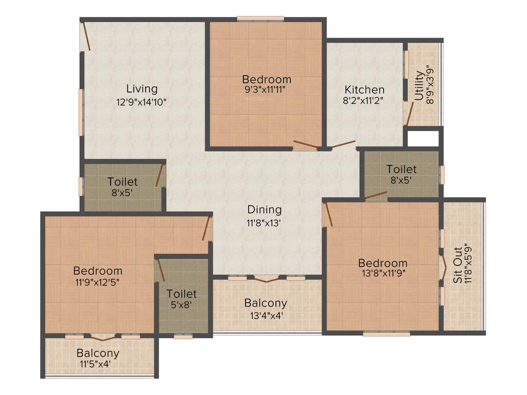 Saffron Beehive (3BHK+3T (1,785 sq ft) 1785 sq ft)