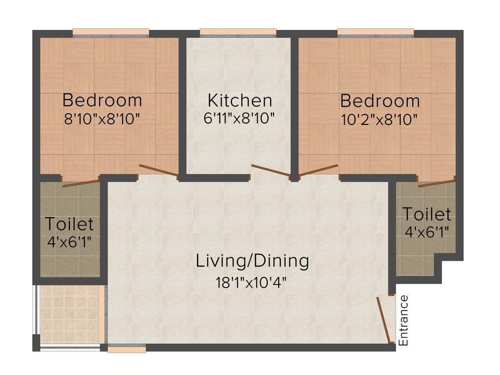 Alba I Square Apartment (2BHK+2T (705 sq ft) 705 sq ft)