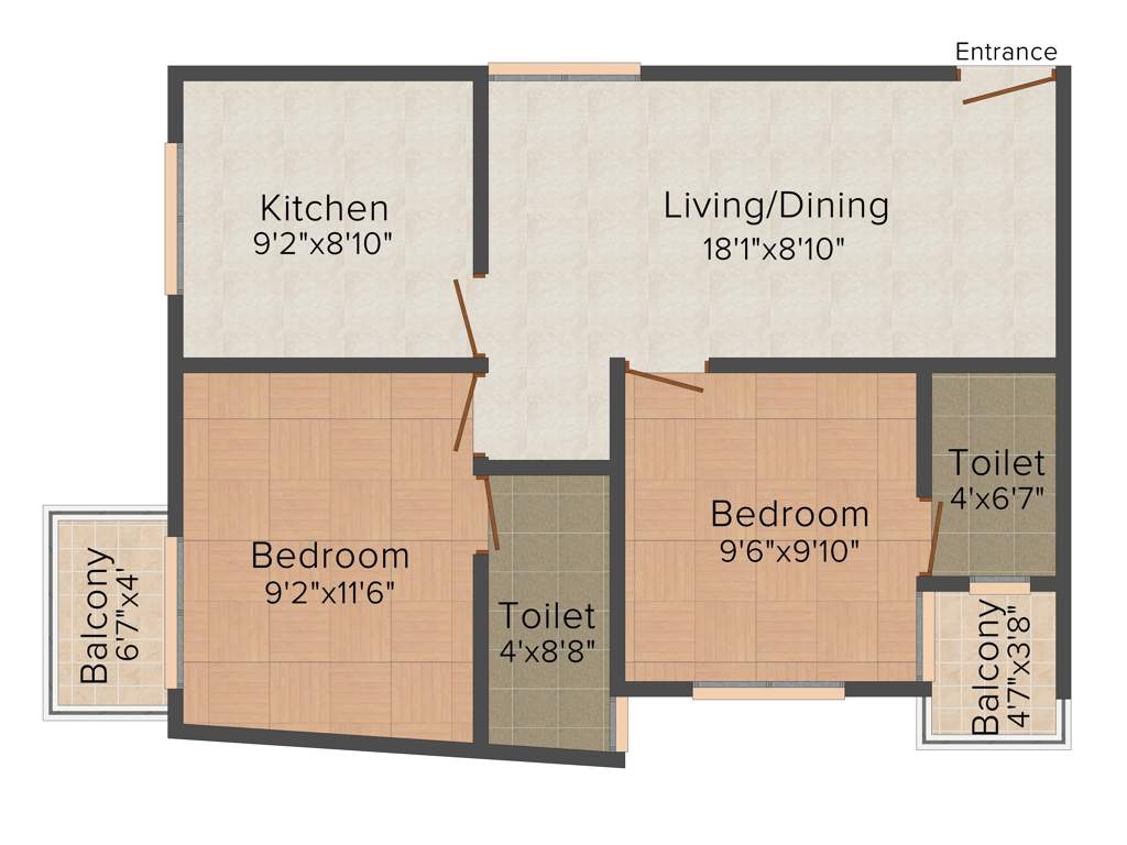 Alba I Square Apartment (2BHK+2T (810 sq ft) 810 sq ft)
