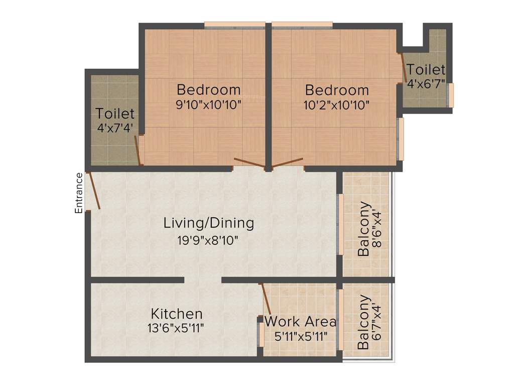 Alba I Square Apartment (2BHK+2T (898 sq ft) 898 sq ft)