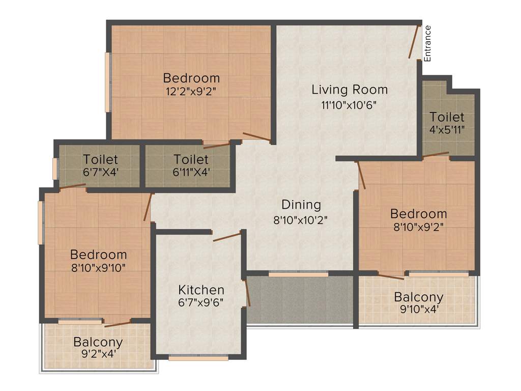 Alba I Square Apartment (3BHK+3T (1,080 sq ft) 1080 sq ft)