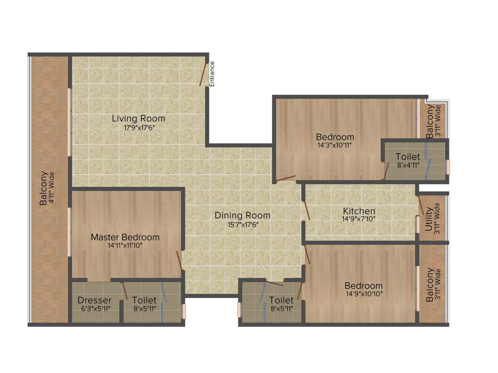 DLF Kings Court (3BHK+3T (2,402 sq ft) 2402 sq ft)