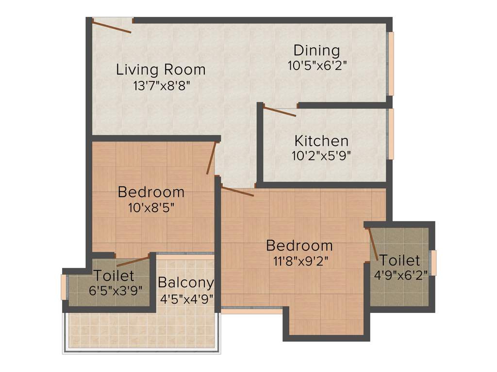 Anvita Royal Grande (2BHK+2T (820 sq ft) 820 sq ft)