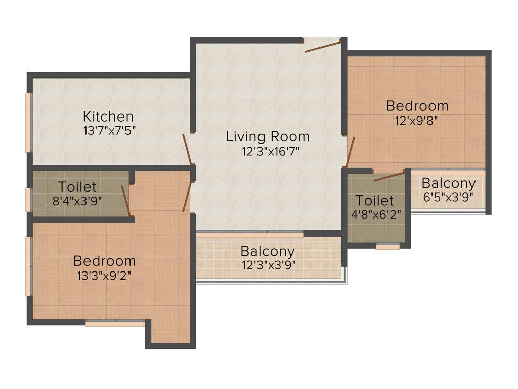 Anvita Royal Grande (2BHK+2T (1,050 sq ft) 1050 sq ft)