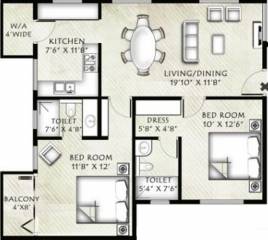 Infrany Petals (2BHK+2T (1,025 sq ft) 1025 sq ft)