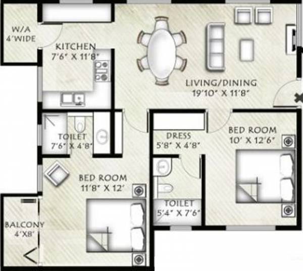 Infrany Petals (2BHK+2T (1,025 sq ft) 1025 sq ft) Infrany Petals (2BHK+2T (1,025 sq ft) 1025 sq ft)