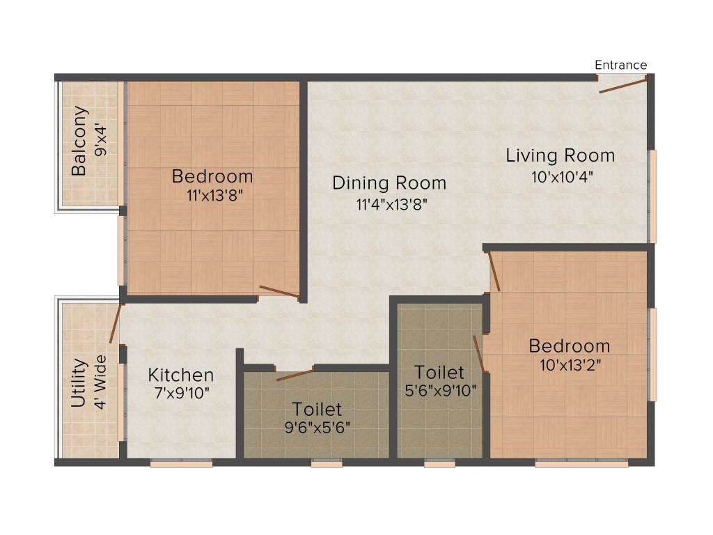 Infrany Petals (2BHK+2T (1,107 sq ft) 1107 sq ft)