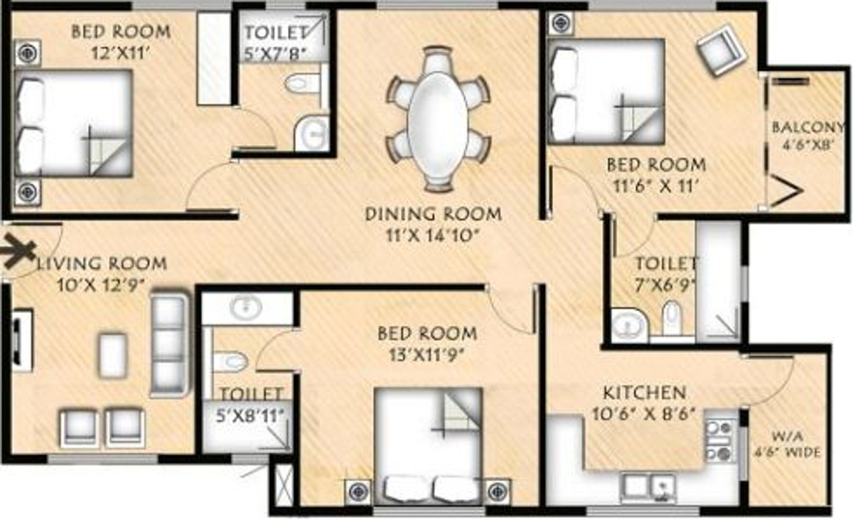 Infrany Petals (3BHK+3T (1,428 sq ft) 1428 sq ft)