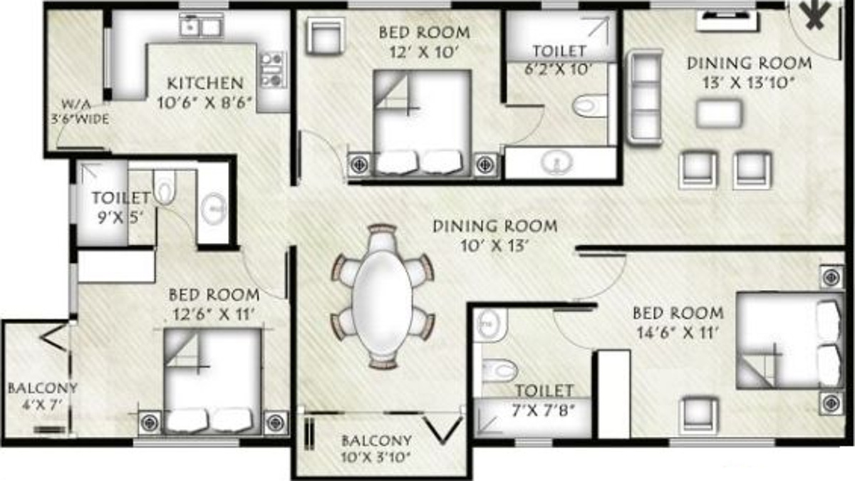 Infrany Petals (3BHK+3T (1,531 sq ft) 1531 sq ft)