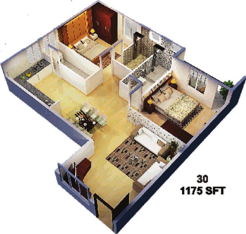 Sumukha Sterling (2BHK+2T (1,175 sq ft) 1175 sq ft)