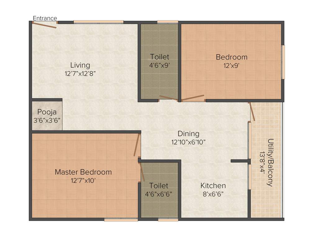 Sumukha Sterling (2BHK+2T (960 sq ft) 960 sq ft)