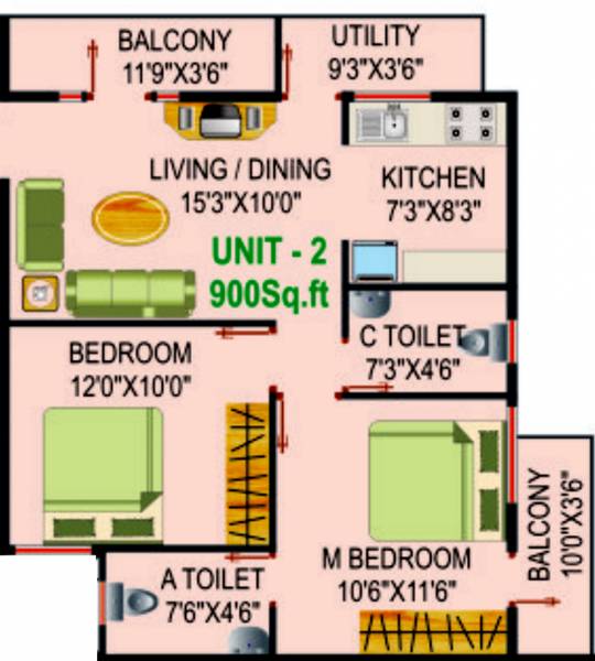 Siri Skanda Enclave (2BHK+2T (900 sq ft) 900 sq ft)